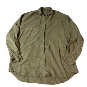Zara x Trafaluc Size Small‎ Olive Green Lightweight Overshirt Long Sleeve Snap